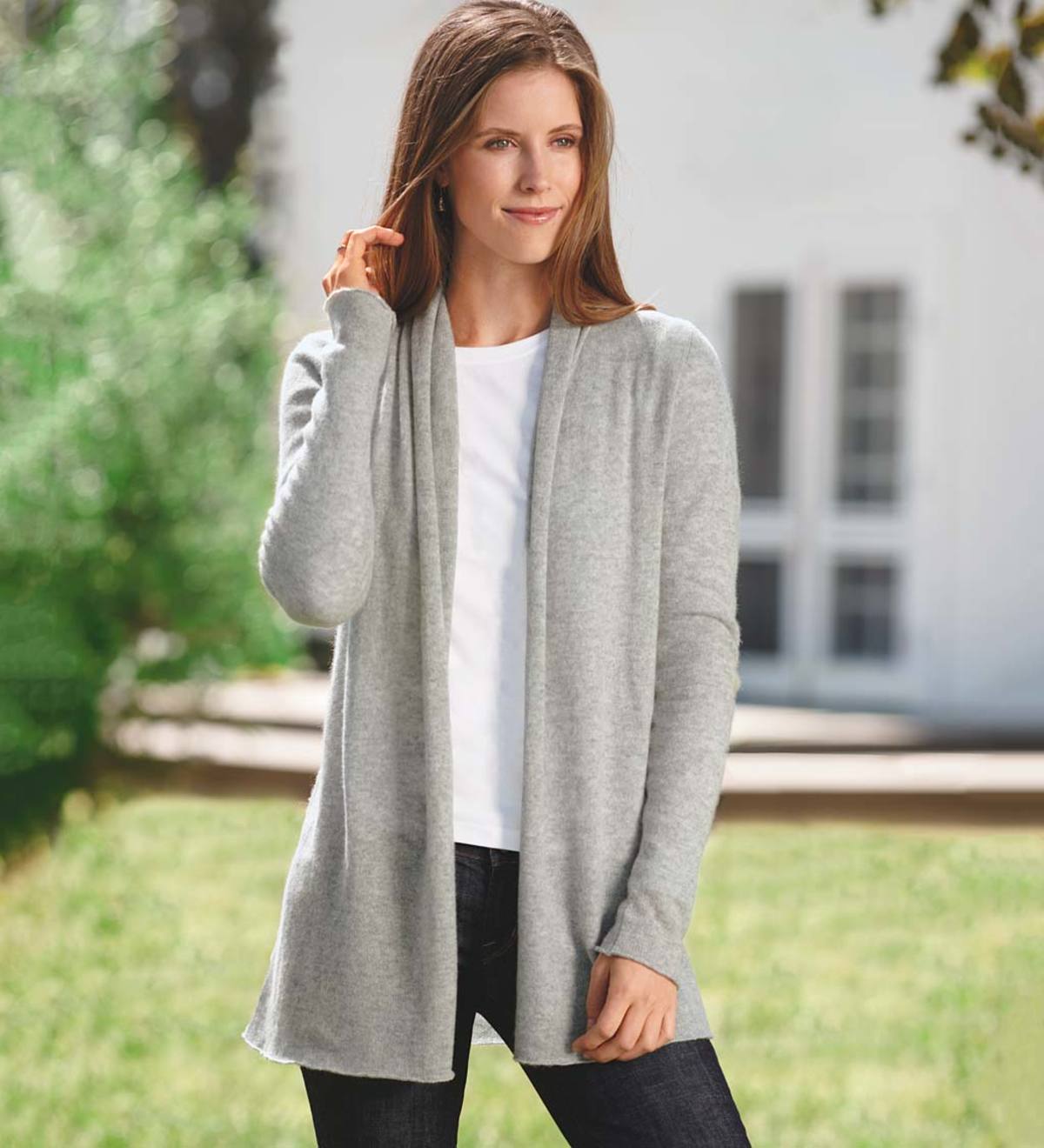 Pure Cashmere Cardigan in Grey