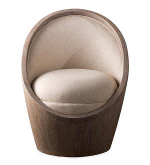 Mahogany and Linen Egg Chair