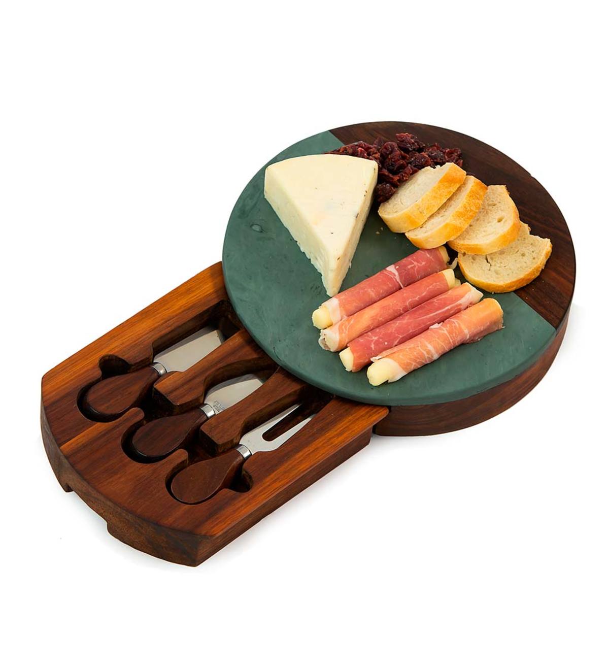Small Charcuterie Board and Knife Set (Marble and Acacia Wood )
