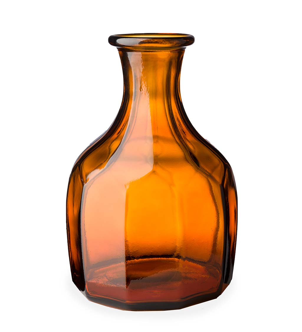 Zeta Geometric Recycled Glass Vase - Amber | VivaTerra