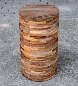 Sliced Wood Round Side Table