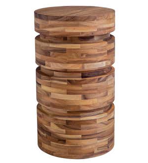 Sliced Wood Round Side Table