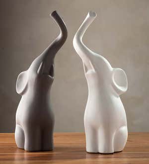 Loving Tall Elephant Sculptures, Set of 2 | VivaTerra