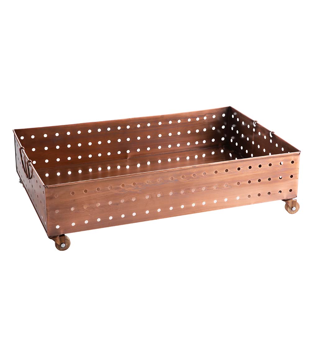 Hole Punched Copper Finish Rolling Boot Tray - Copper