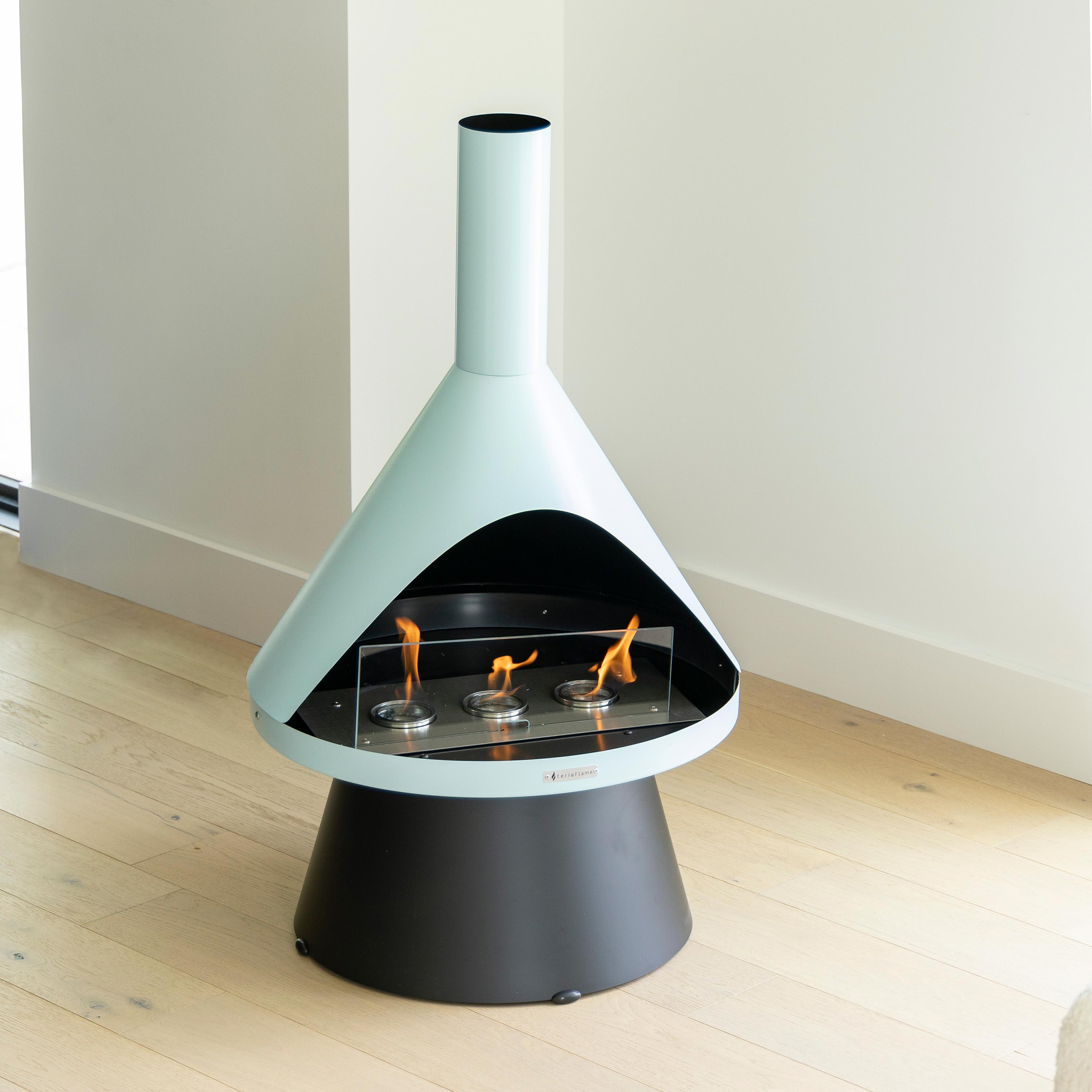 Indoor/ Outdoor Mid-Mod Gel Fuel Fireplace - Dove | VivaTerra