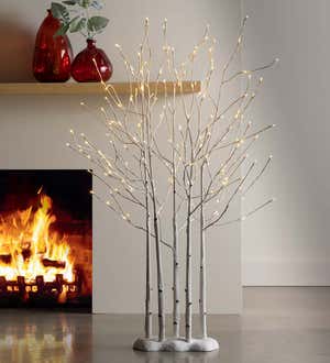 Indoor/Outdoor LED Birch Lighted Trees with 175 Lights, Including 5 trees, 4.5'H