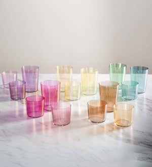 Hand-Painted Gem Glass Tall Tumblers, Set of 4 - Jade