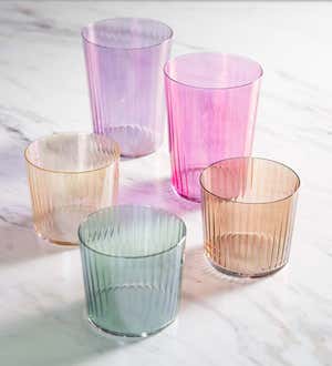 Hand-Painted Gem Glass Tall Tumblers, Set of 4 - Jade