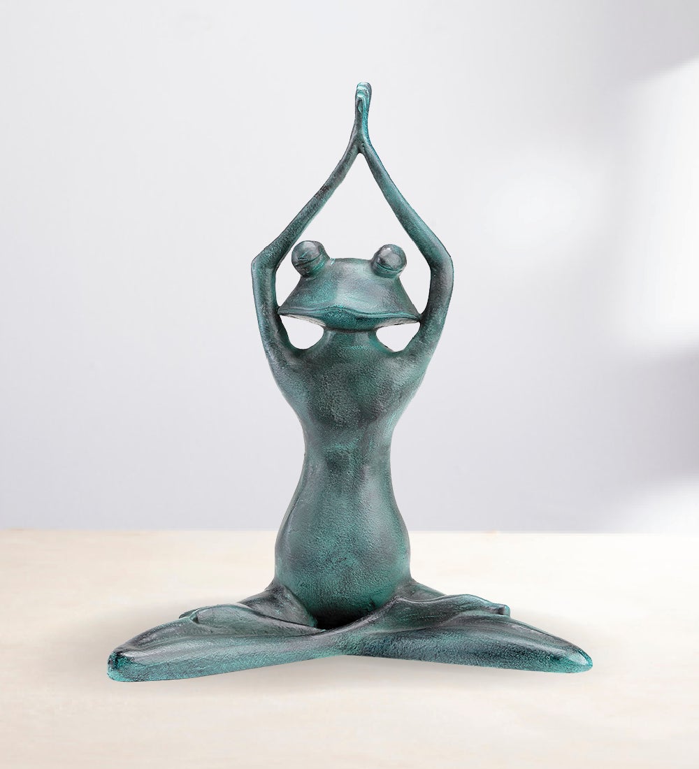 Stretching Yoga Frog Garden Sculpture | VivaTerra