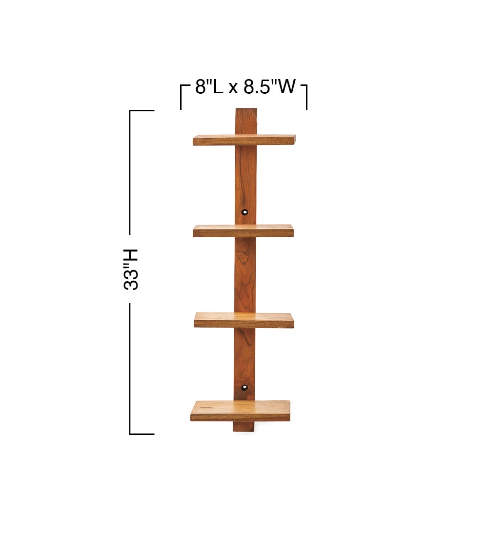 Floating Vertical Wall Shelf, 4-Shelf - Walnut | VivaTerra