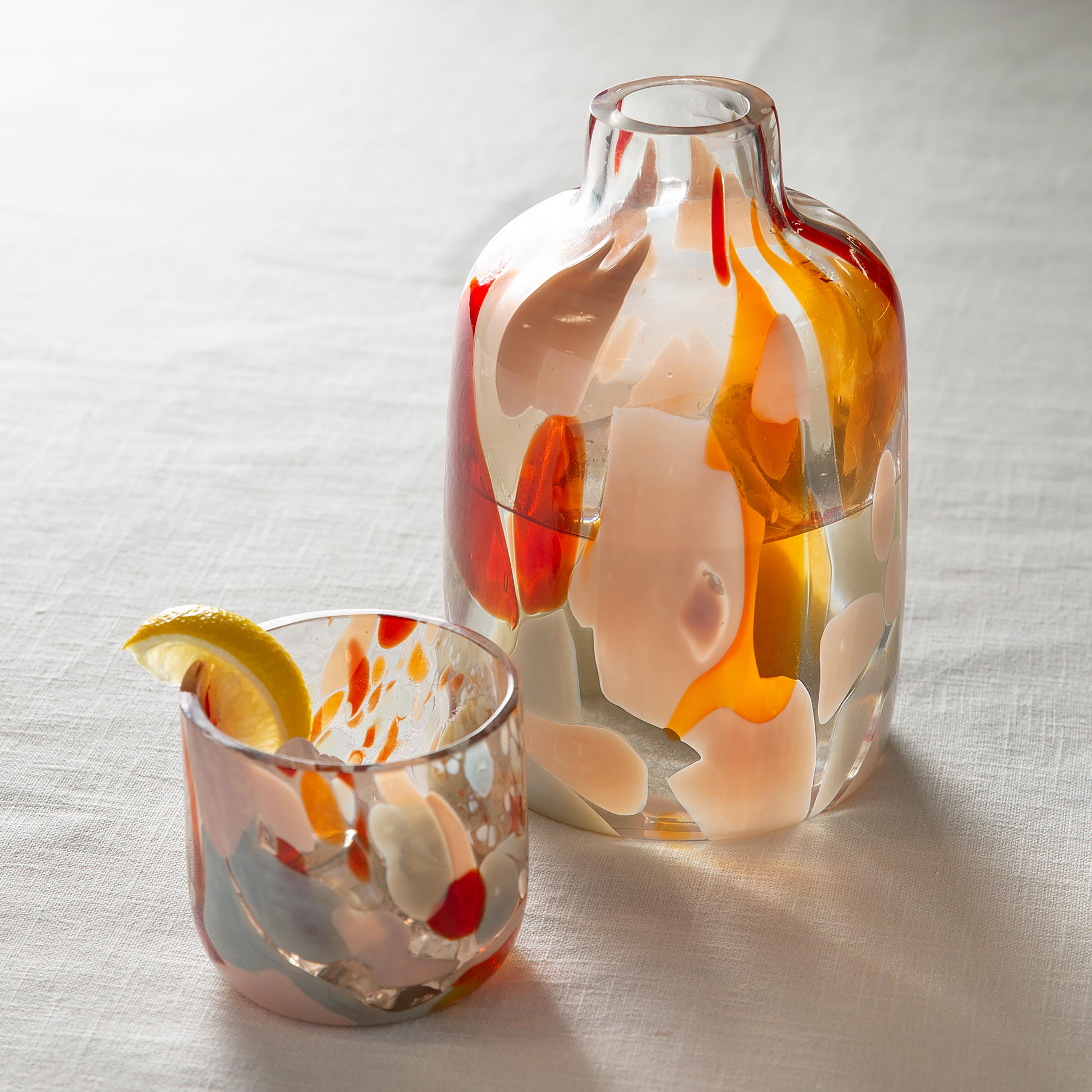 Hand-Painted Carafe and Glass Bedside Set