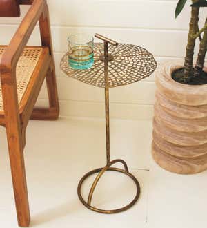 Brass Leaf Accent Drink Table