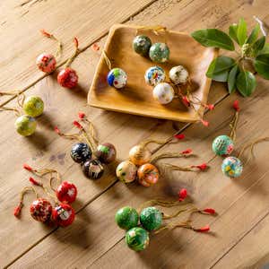 Hand-Painted Paper Maché Ornaments, Set of 24