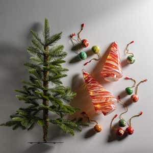 Hand-Painted Paper Maché Ornaments, Set of 24