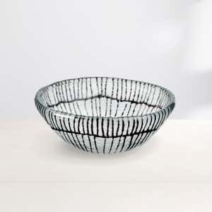 Fused Glass Handcrafted Vidra Bowl with Lines