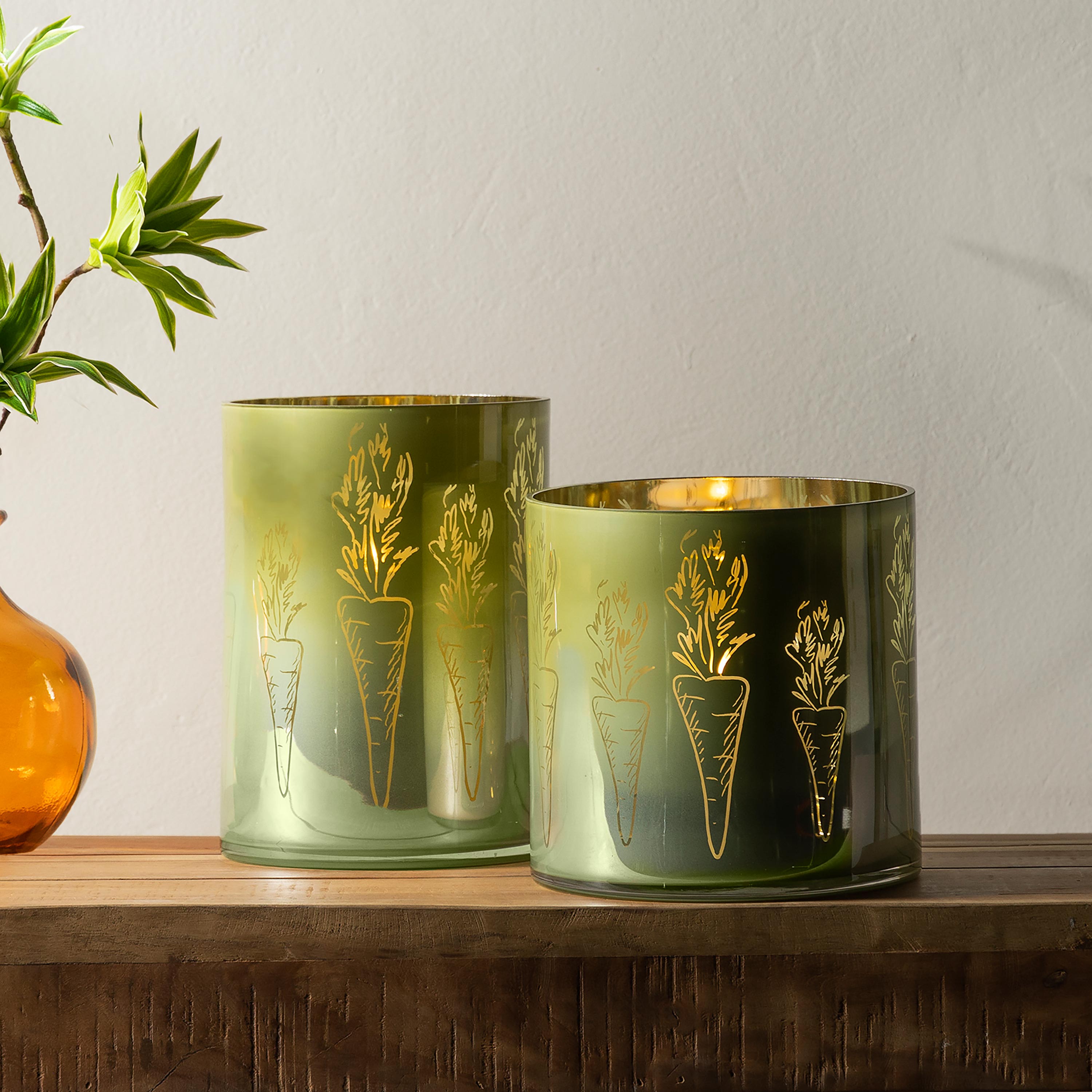 Carrot-Etched Glass Hurricane Collection