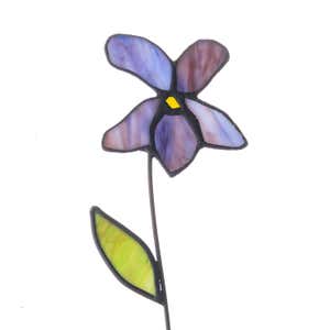 Handcrafted Stained Glass Flower Stakes - Birth Month