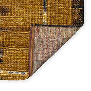 Indoor/ Outdoor Marina Tribal Stripe Gold Rug, 5 x 7