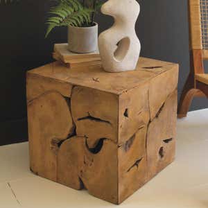 Rustic Teak Wood Stool/ Storage Cube