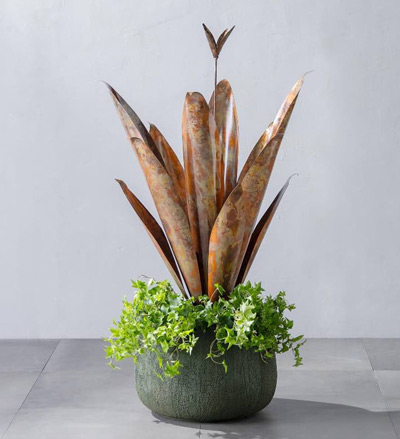 Image of Copper-Finish Large Agave Stake Sculpture