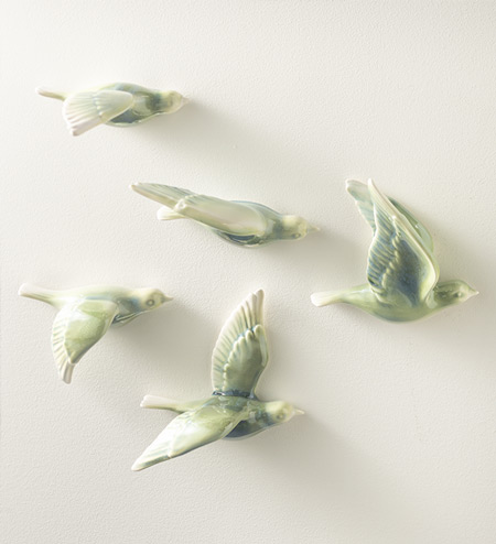 Ceramic Birds Wall Art, Set Of 5.