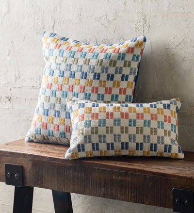Image of Indoor/Outdoor Multi-Colored Checkered Pillows