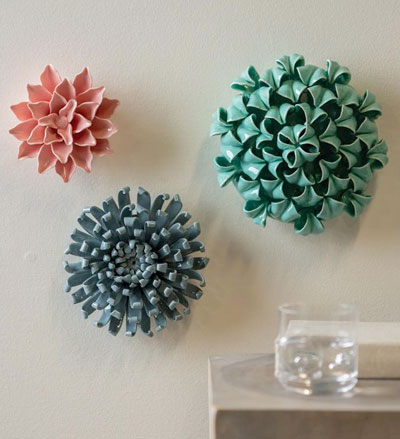 Image of Summer Collection Ceramic Wall Flowers, Set of 3