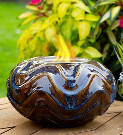 image of EchoFlame Oceana Ceramic Tabletop Fire Bowl