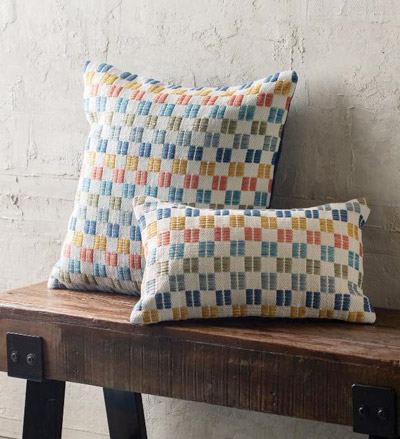 Image of Indoor/Outdoor Multi-Colored Checkered Pillows