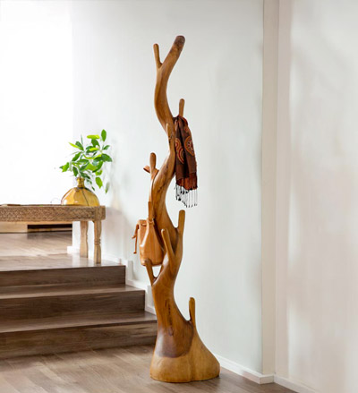 Image of Nature Inspired Twisted Suar Wood Coat Rack