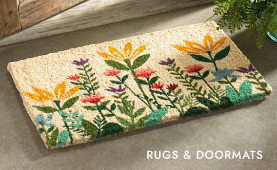 Wildflower Garden Natural Coir Doormat. RUGS + MATS