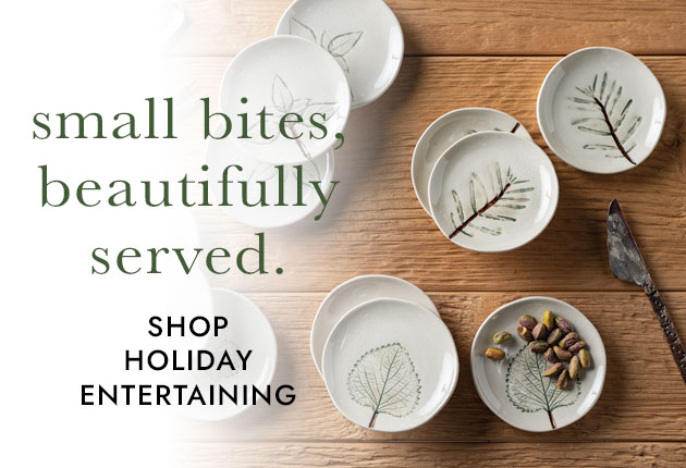 Image of Set of 12 Hand-Painted Botanical Stoneware Plates. beautifully set for the season SHOP HOLIDAY ENTERTAINING