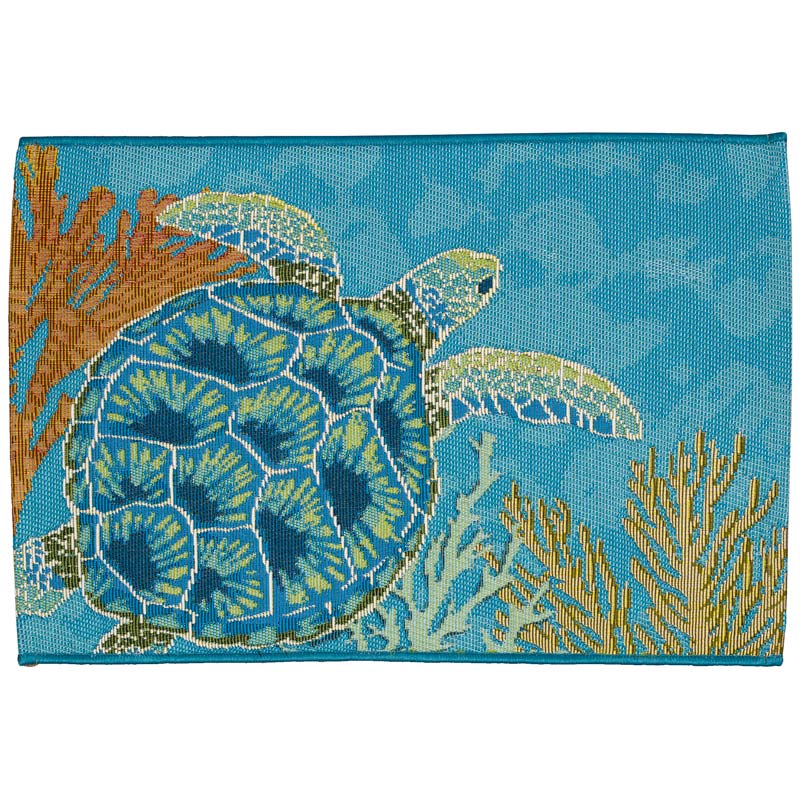 Indoor/Outdoor Sea Turtle Garden Rug