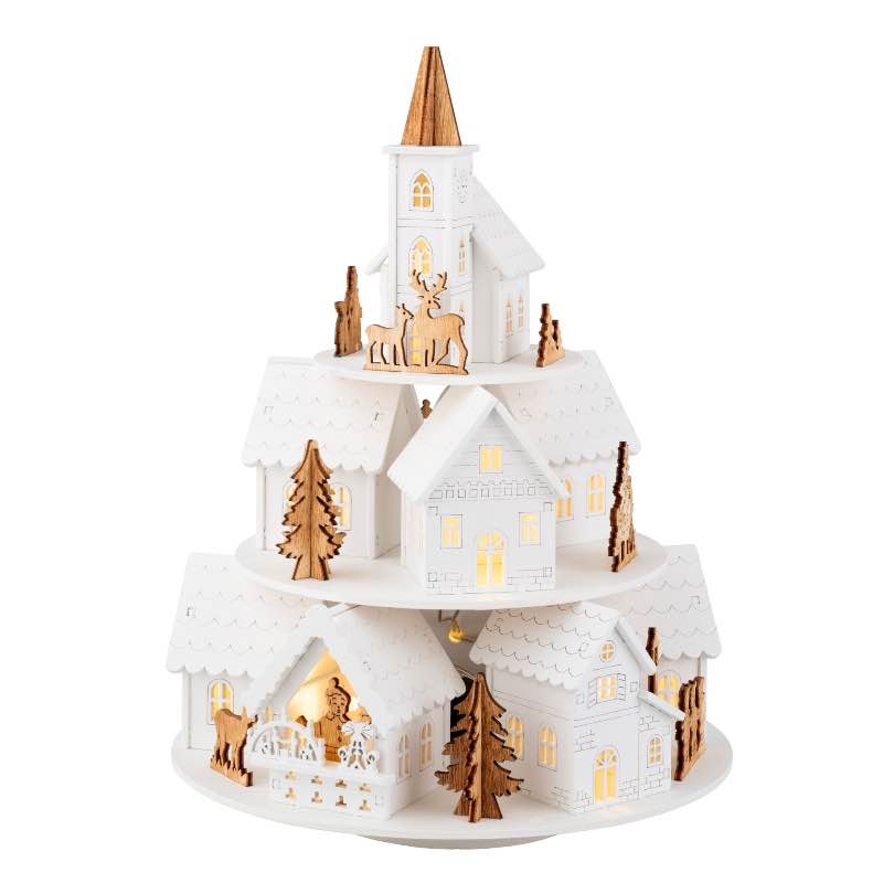 Wooden LED Village with Motion & Music