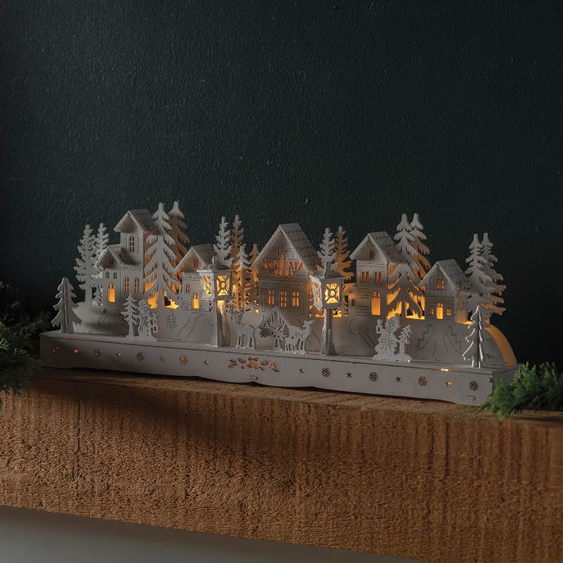 Wooden LED Mountain Village Accent Light