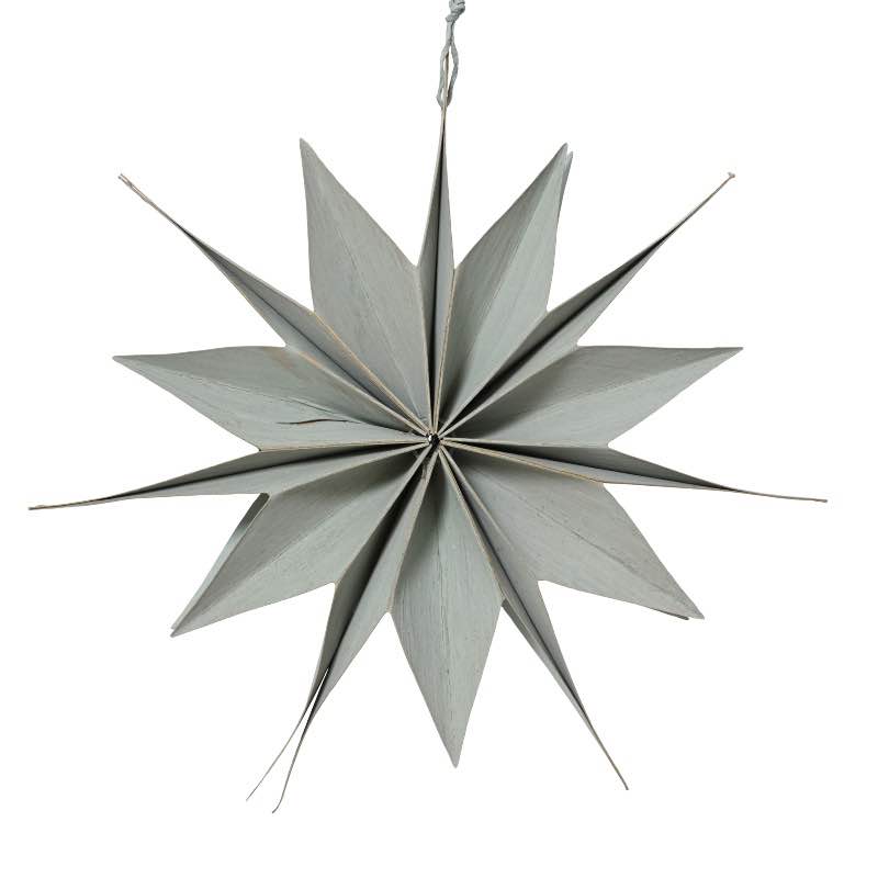 Handmade Paper and Wood Hanging Star, 19.5