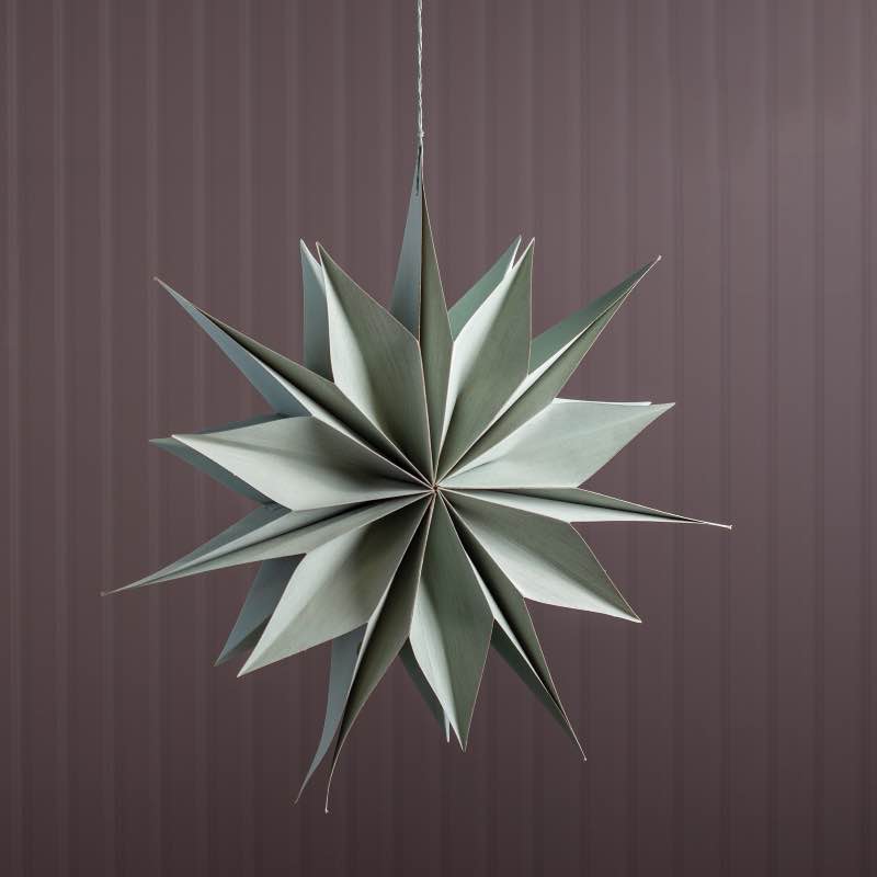 Handmade Paper and Wood Hanging Star, 19.5