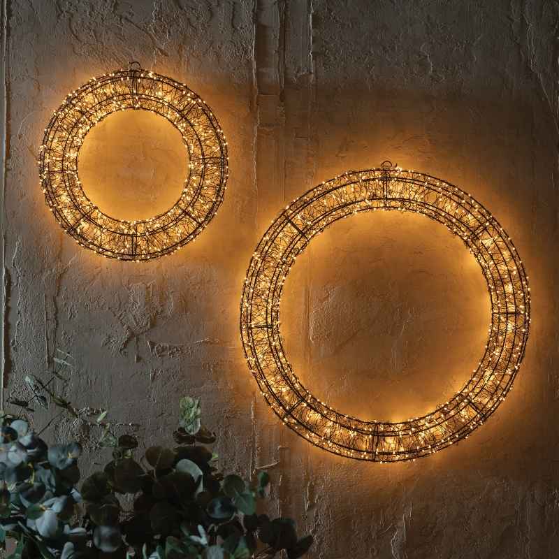 Micro LED Black Metal Wreath