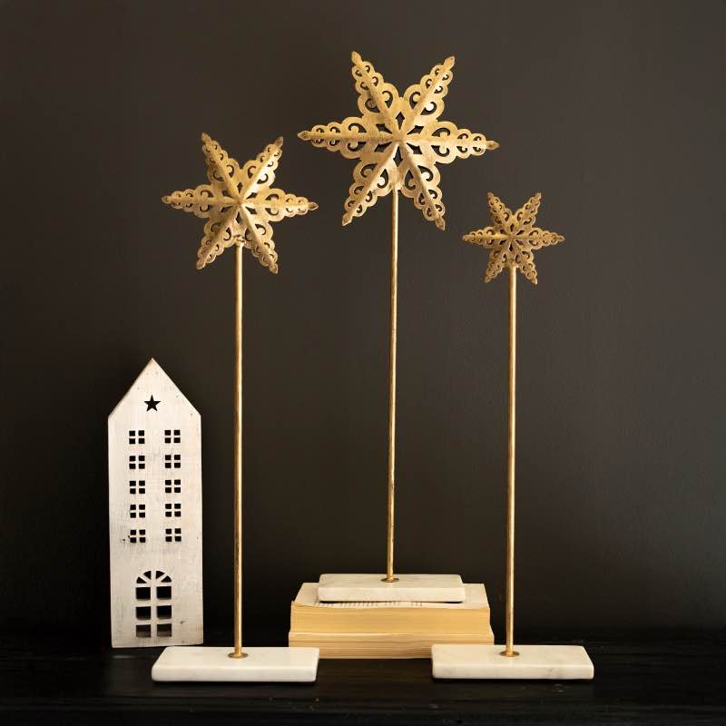 Set of 3 Metal Stars on Marble Bases