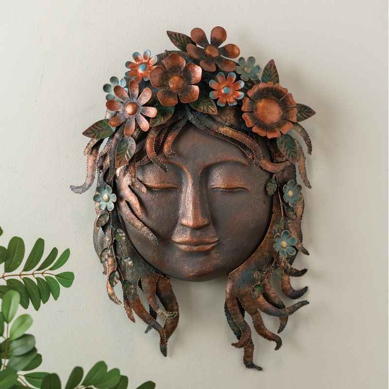 Woman Face with Flowers Wall Decor