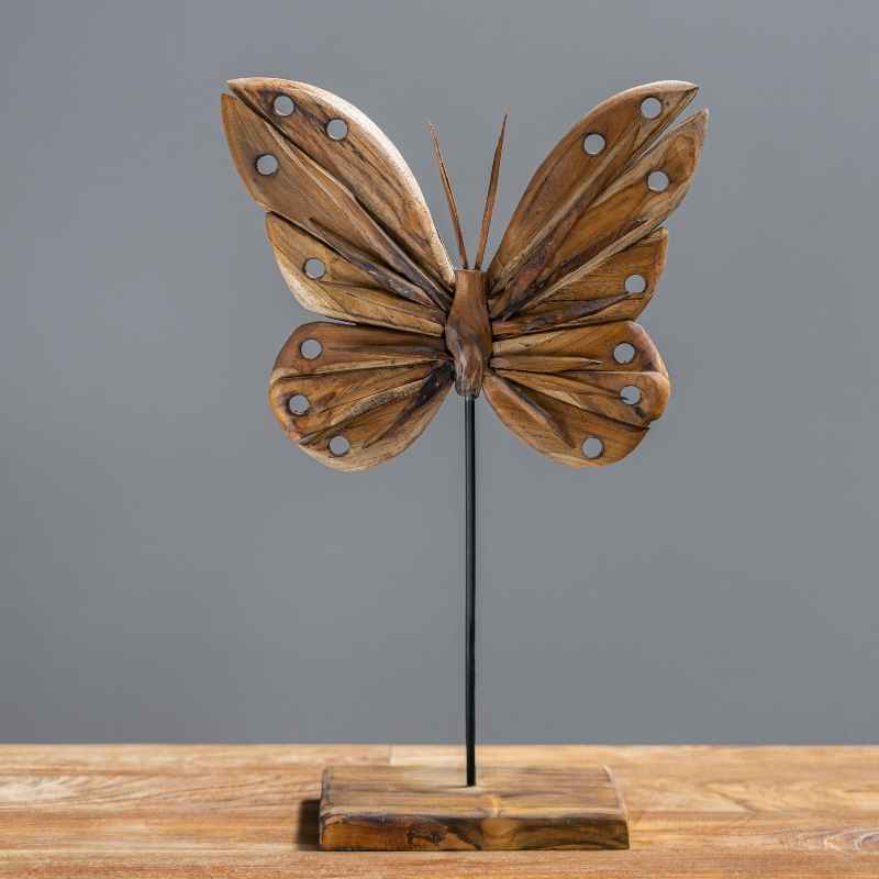 Teak Butterfly Accent on Stand