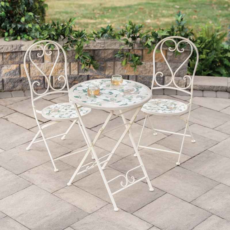Geneva Stone Mosaic Folding Bistro Set