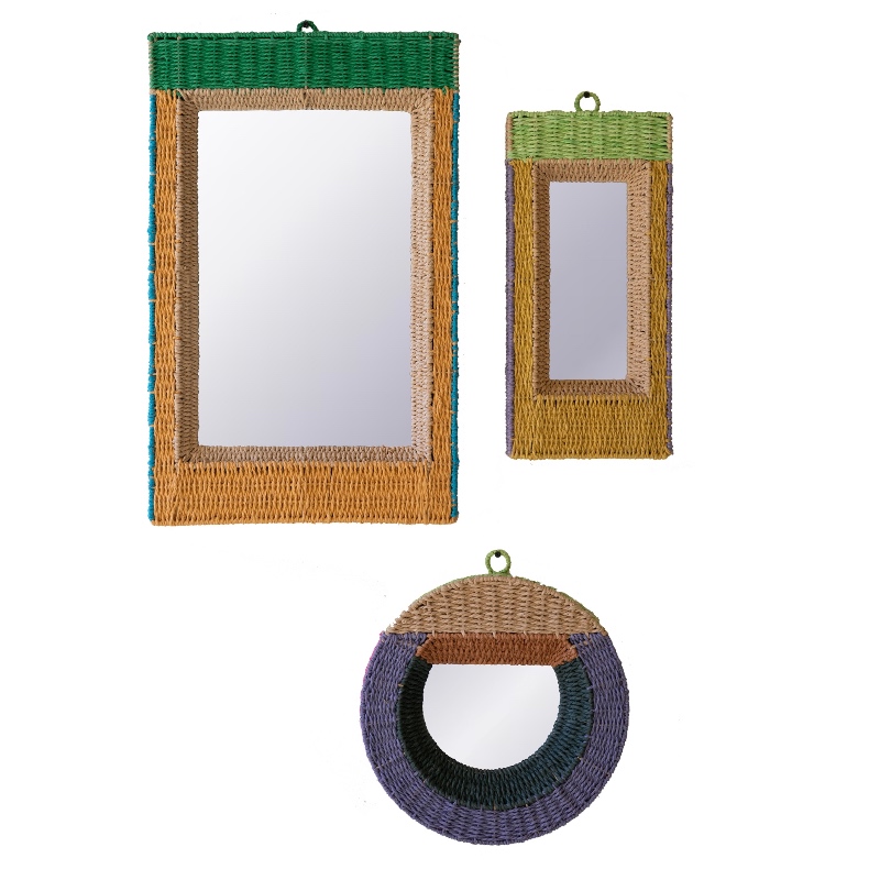 Recycled Paper Framed Mirrors, set of 3