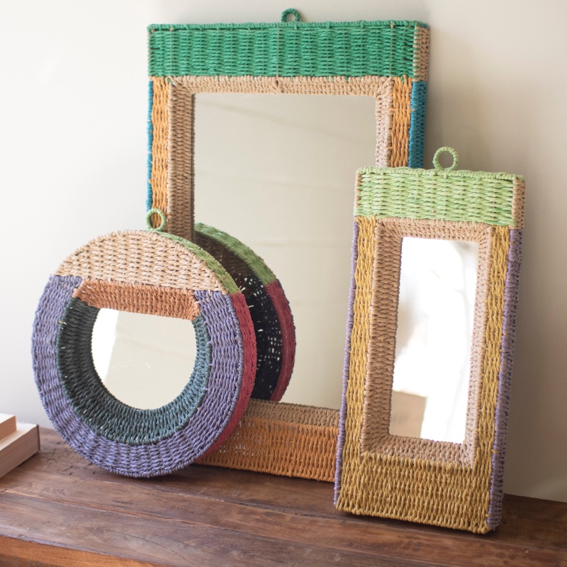 Recycled Paper Framed Mirrors, set of 3