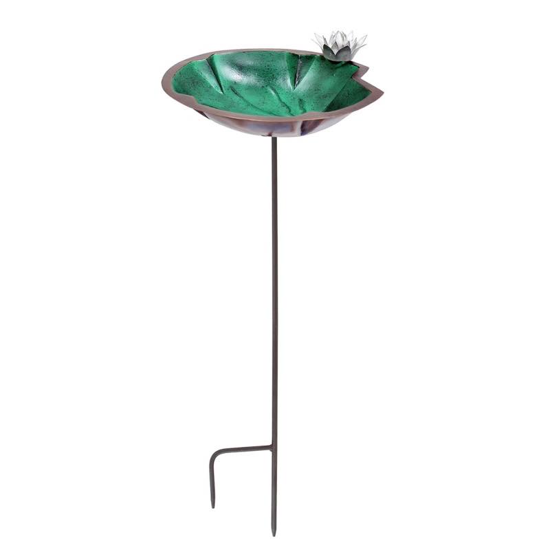 Metal Lily Pad Birdbath with Garden Stake
