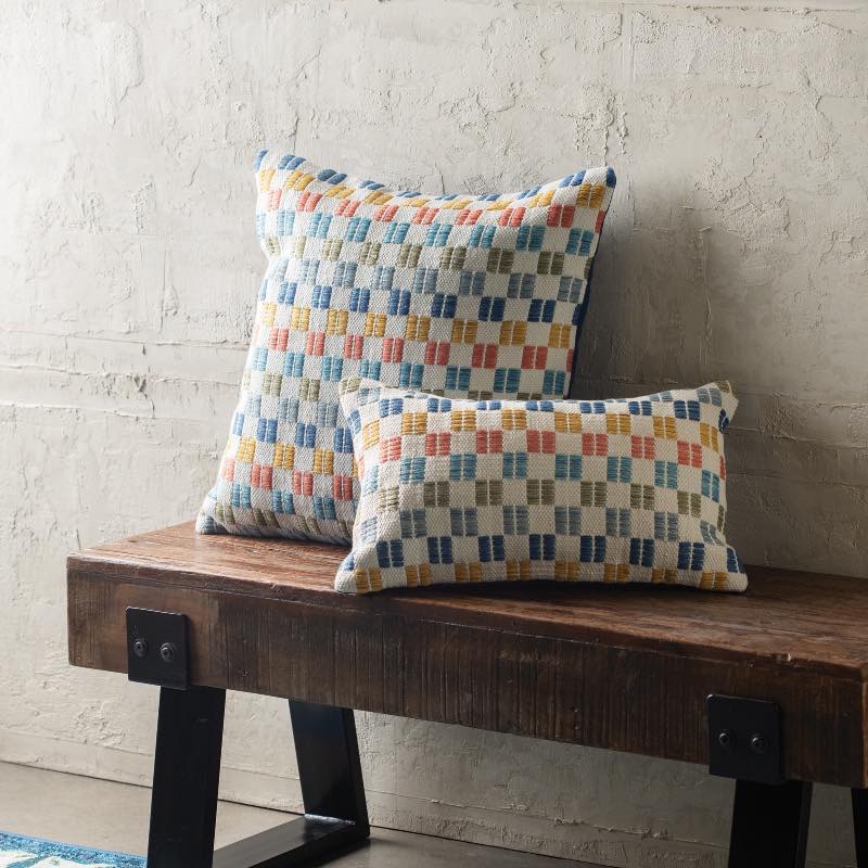 Indoor/Outdoor Multi-Colored Checkered Pillows