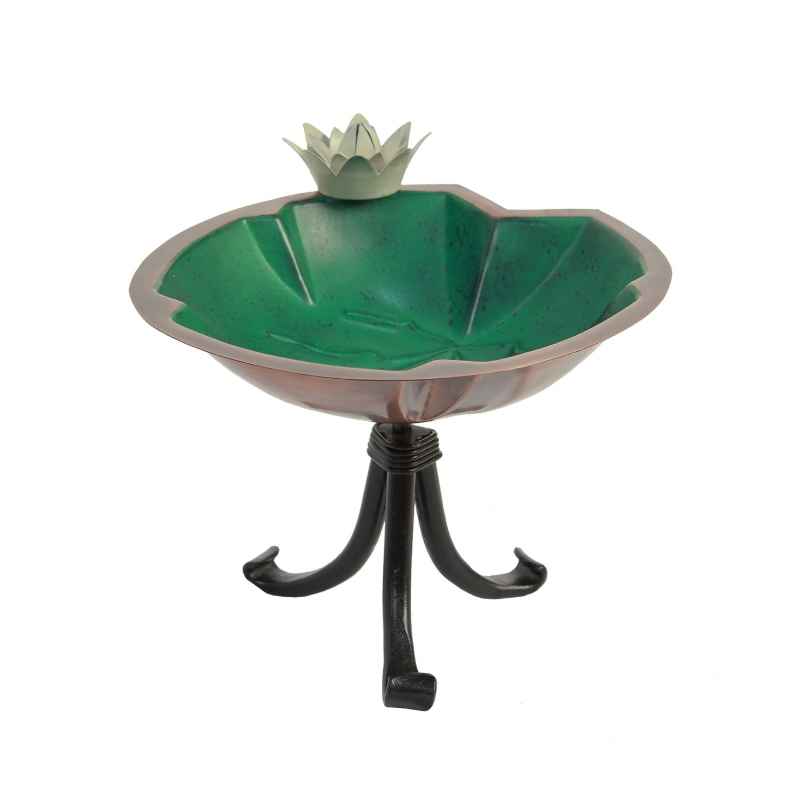 Metal Lily Pad Birdbath with Tripod Stand