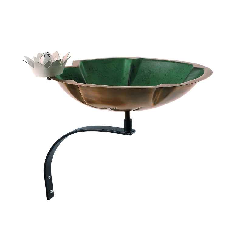 Metal Lily Pad Birdbath with Wall Mount Bracket