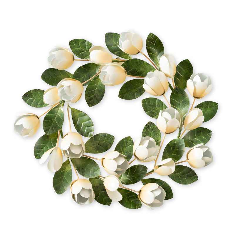 Recycled Metal Magnolia Wreath