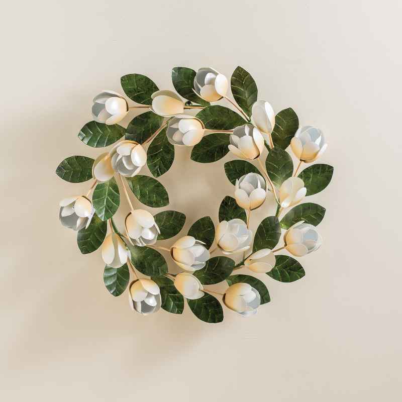 Recycled Metal Magnolia Wreath